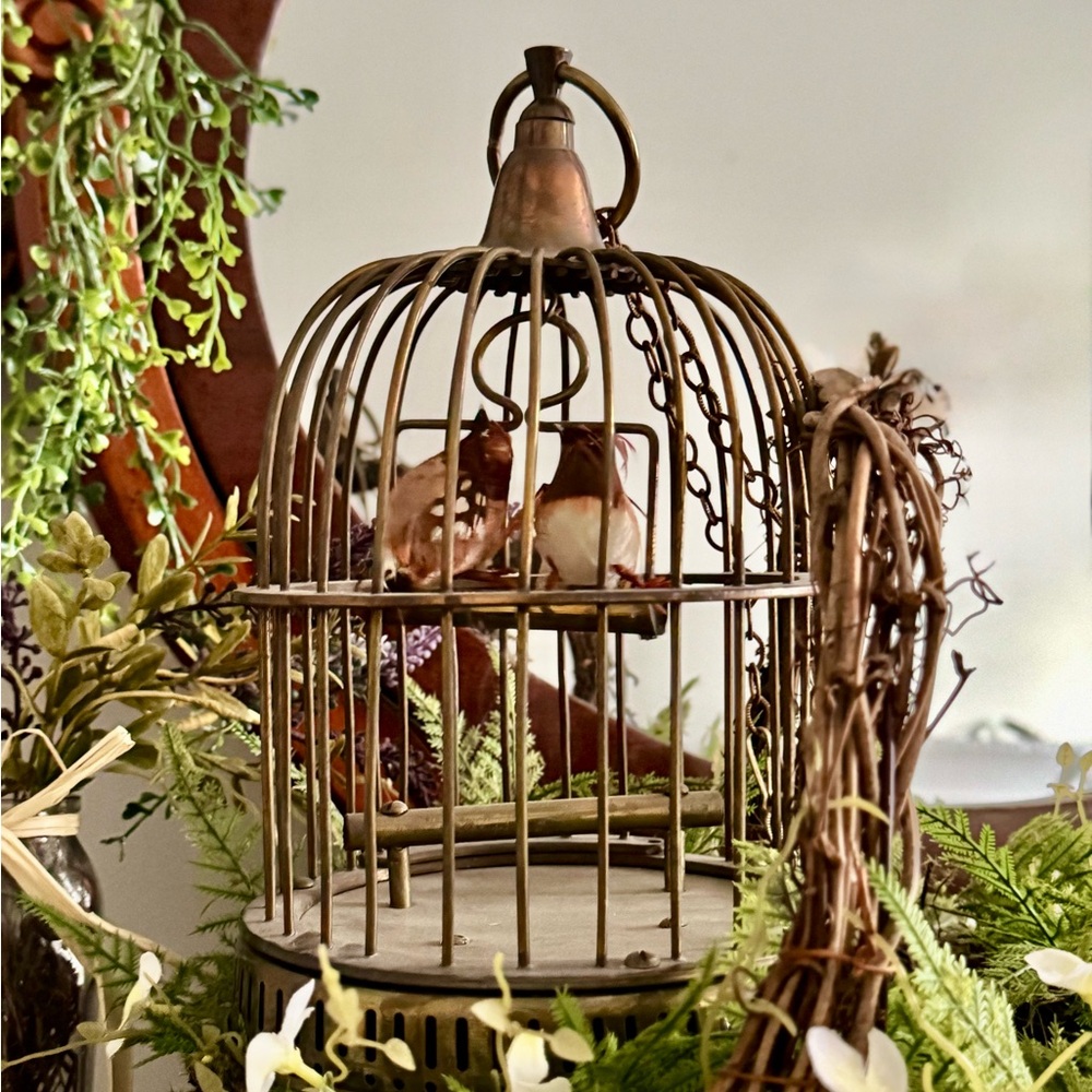 1960s Solid Brass Birdcage | Mid-Century Vintage Decor